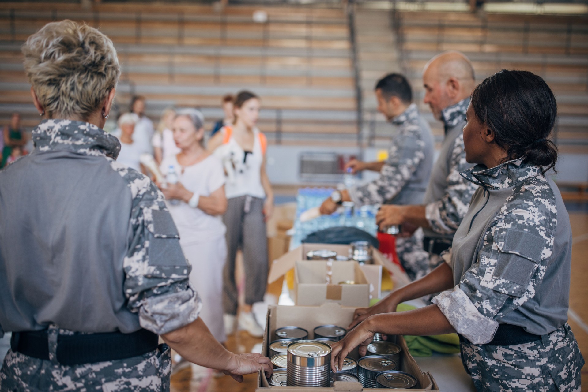 People receiving donations